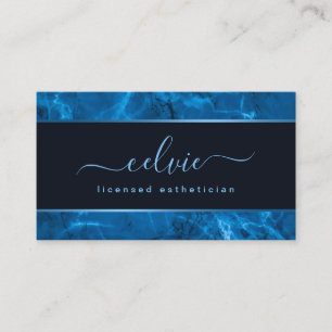 Blue Metallic Frame and Marble   Business Card