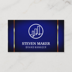 Blue Metallic Gold Accent Background Business Card