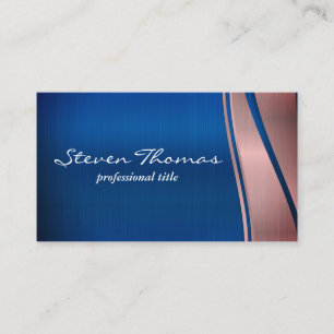 Blue Metallic   Metal Background Business Card