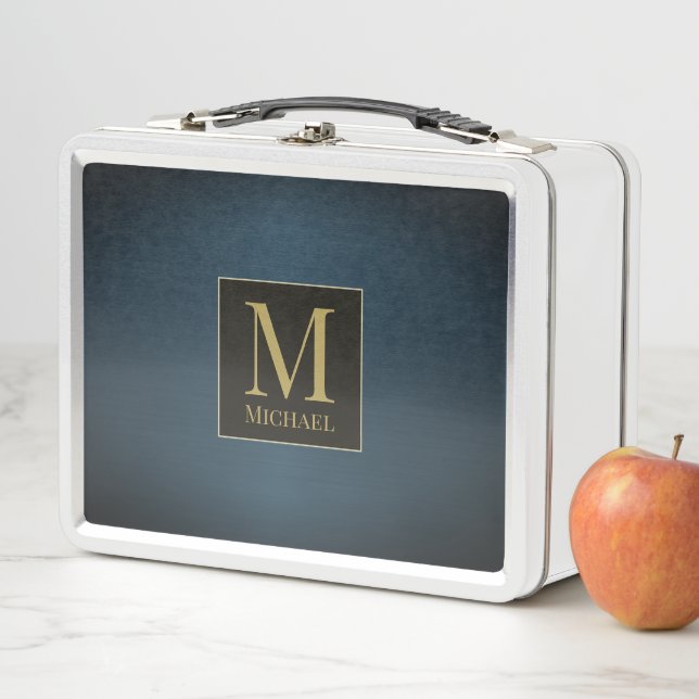 Blue Metallic Metal Lunch Box (In Situ)