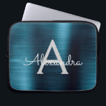 Blue Metallic Modern Chic Stainless Steel Monogram Laptop Sleeve<br><div class="desc">Blue and Grey Faux Stainless Steel Metallic Foil Modern and Elegant Monogram Sleeve. This monogrammed personalised laptop sleeve can be customised to include your initial and first name and makes a perfect Christmas or Birthday Gift.</div>