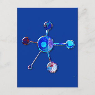 Blue Metallic Molecule Postcard