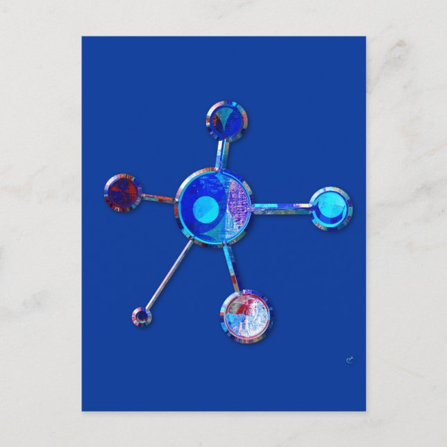 Blue Metallic Molecule Postcard (Front)