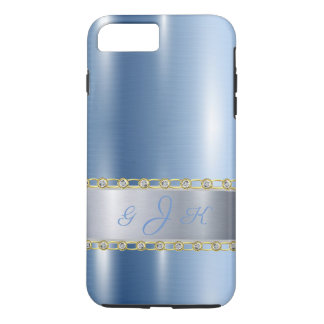 Blue Metallic, Rhinestones Personalised iPhone 8 Plus/7 Plus Case