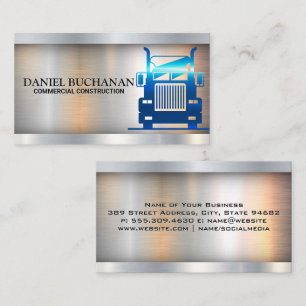 Blue Metallic Semi Truck Business Card