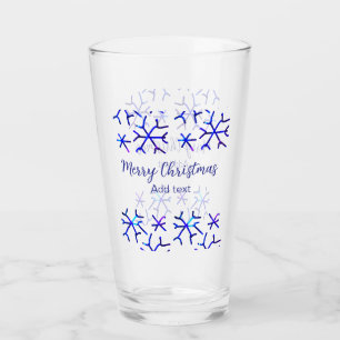 Blue metallic shiny snowflakes Christmas pattern f Glass