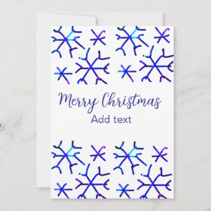 Blue metallic shiny snowflakes Christmas pattern f Invitation