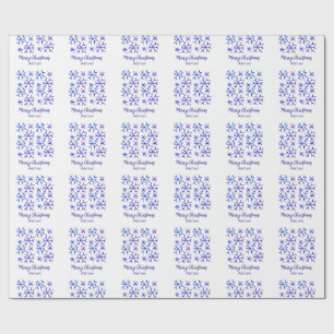 Blue metallic shiny snowflakes Christmas pattern f Wrapping Paper