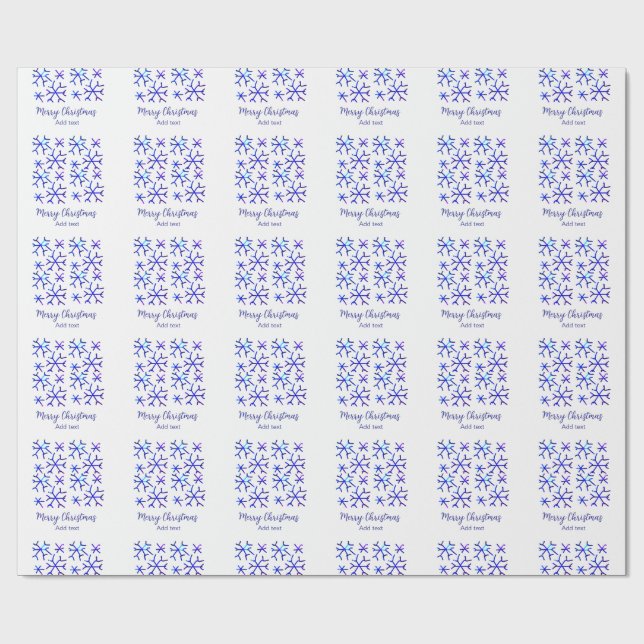 Blue metallic shiny snowflakes Christmas pattern f Wrapping Paper (Flat)