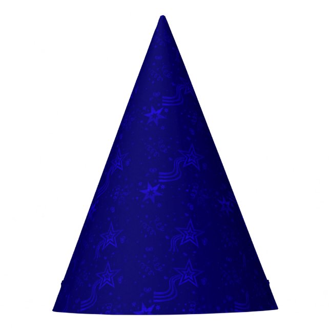 Blue Metallic Stars-PAPER PARTY HATS (Front)