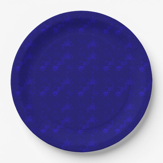 Blue Metallic Stars- PAPER PARTY PLATES (Front)