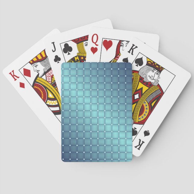 Blue Metallic Tiles Christmas decor Playing Cards (Back)