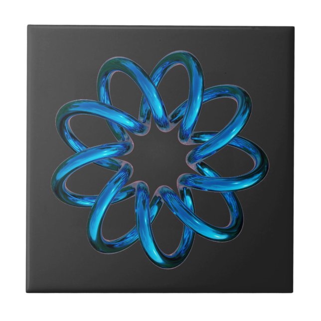 Blue Metallic Torus Knot Tile (Front)