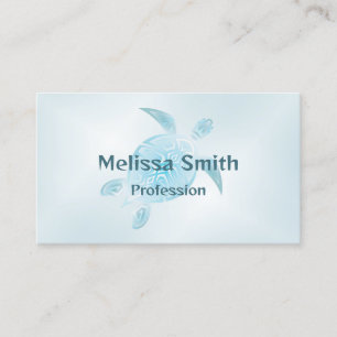 Blue Metallic Tribal Turtle Business Card