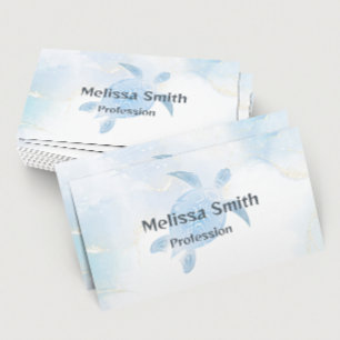 Blue Metallic Tribal Turtle Business Card