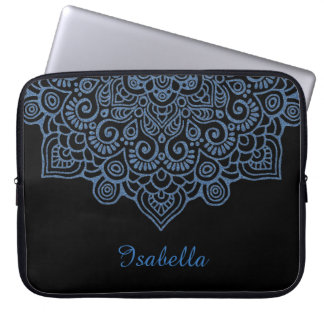 blue metallic vintage Intricate Lace Mandala white Laptop Sleeve