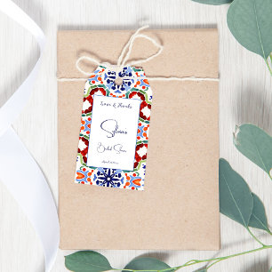 Blue Mexican colourful tiles bridal shower favour Gift Tags