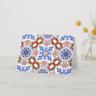 Blue Mexican colourful tiles bridal shower Thank You Card