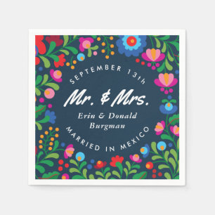 Blue Mexican Embroidery Colourful Destination Napkin