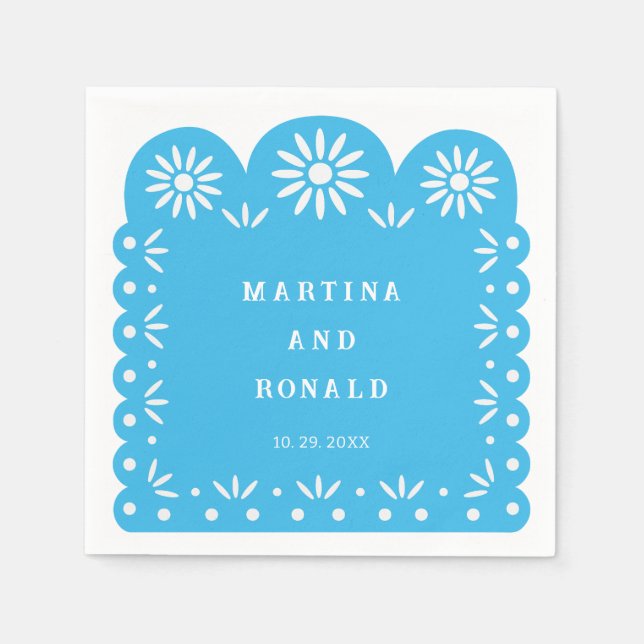 Blue MEXICAN PAPEL PICADO Napkin (Front)