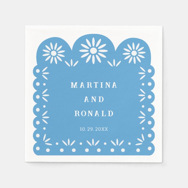 Blue MEXICAN PAPEL PICADO Napkin (Front)