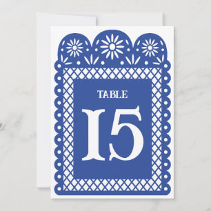Blue Mexican paper minced table number