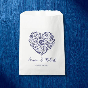 Blue Mexican Talavera heart Favour Bags