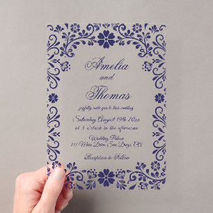 Blue Mexican Transparent Wedding Acrylic Invitations