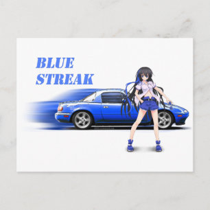 Blue Miata - with anime girl Postcard