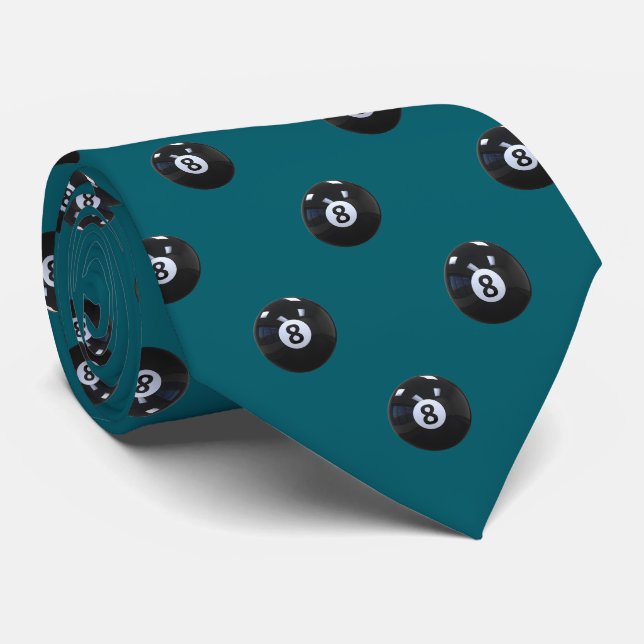 Blue Micro 8 Ball Billiards Pool Player Cool Tie (Rolled)