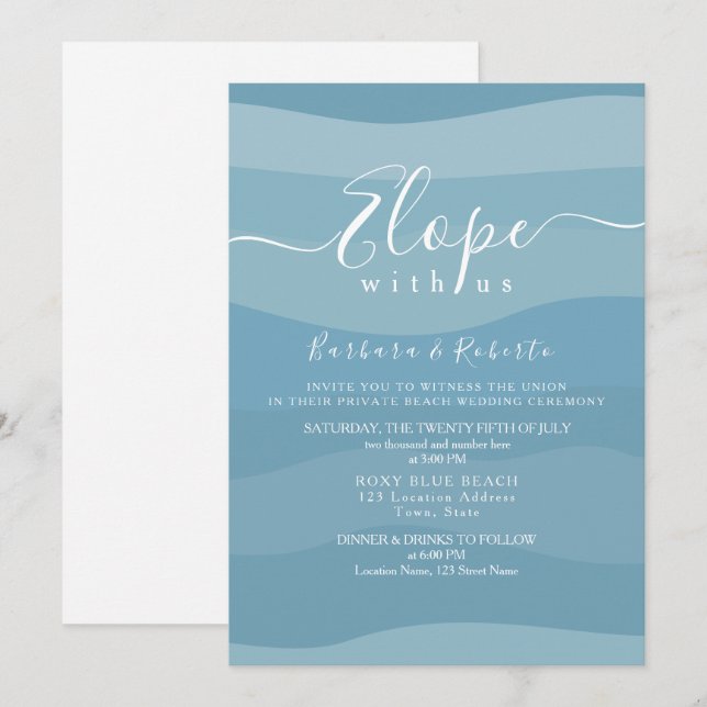Blue Micro Wedding Invitation (Front/Back)