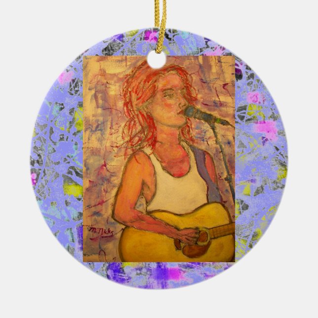 blue microphone songstress drip ceramic tree decoration (Front)