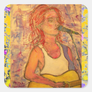 blue microphone songstress drip up close square sticker