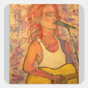 blue microphone songstress square sticker