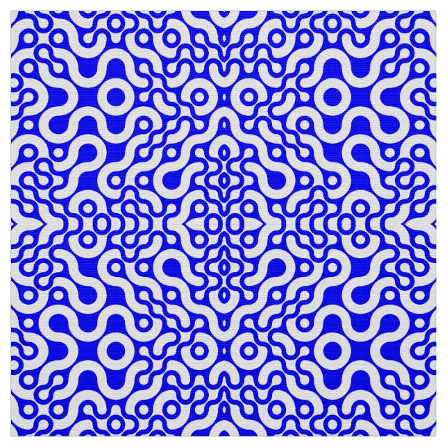Blue Mid-Century Modern Print Fabric (Swatch)