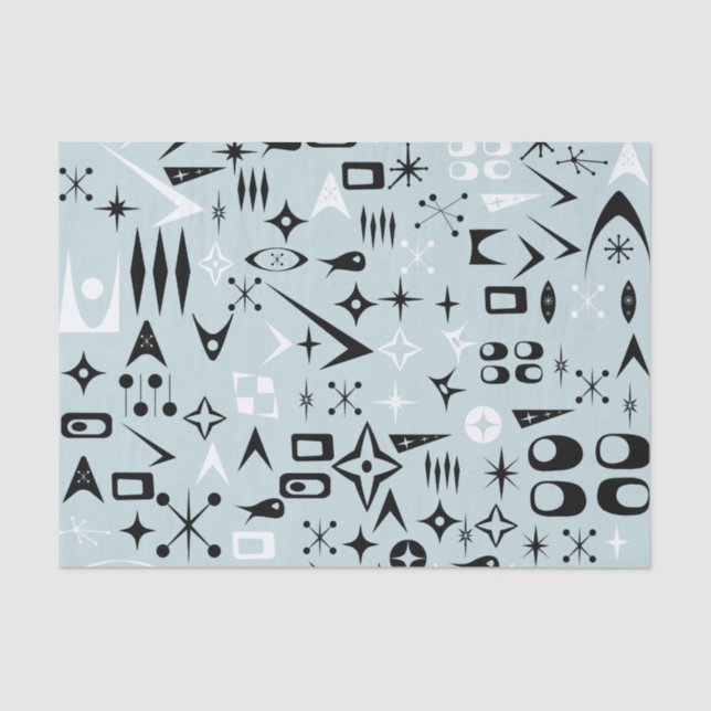 Blue Mid Century Modern Tissue Paper (Front)