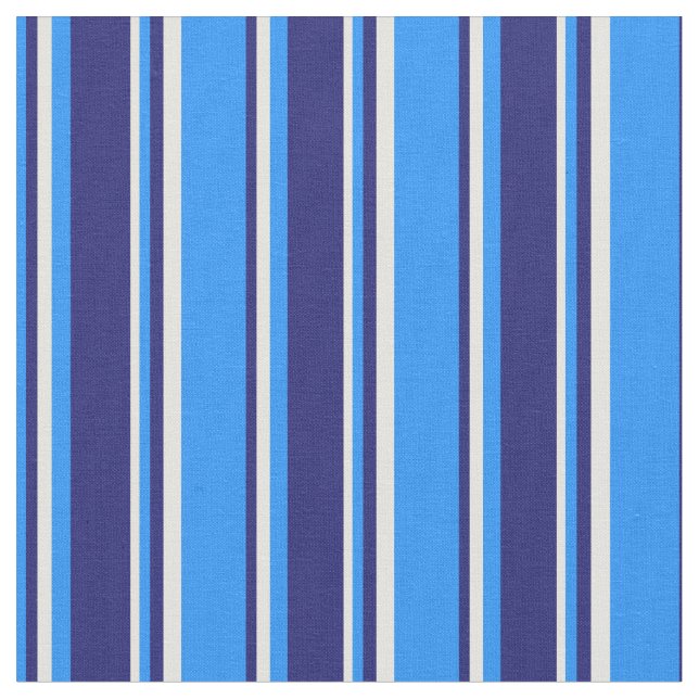 Blue, Midnight Blue & Light Yellow Coloured Lines Fabric (Close Up)