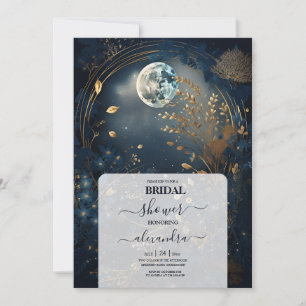 Blue Midnight Gold Celestial Bridal Shower Invitation