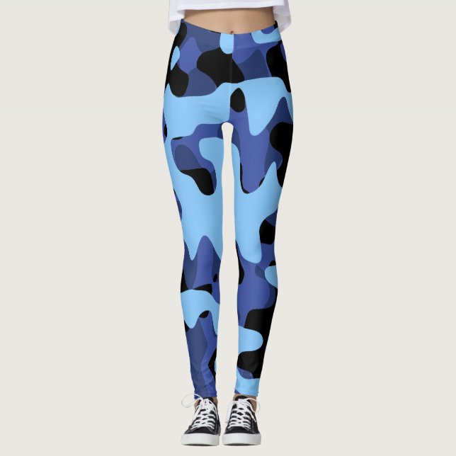 Blue Military Camouflage Leggings (Front)