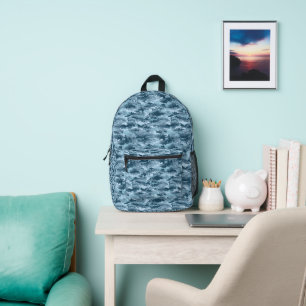 Blue military pixelated camouflage pattern printed backpack