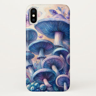 Blue Milk Mushroom Watercolor Art iPhone X Case