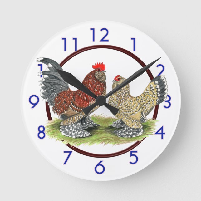 Blue Mille Fleur Bantams Clock (Front)