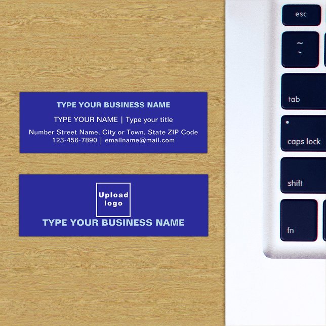Blue Mini Business Card (The front and back of the blue mini business card)