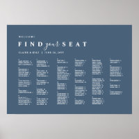 Blue Minimal Alphabetical Wedding Seating Chart