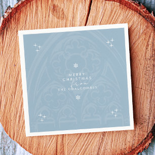 Blue Minimal Gothic Winter Snow Fantasy Christmas Napkin