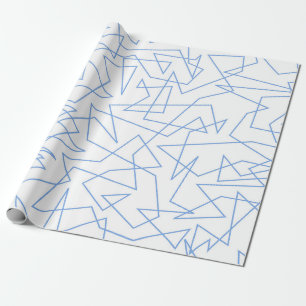 Blue minimal line art geometric design wrapping paper