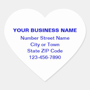 Blue Minimal Plain Texts of Brand on White Heart Sticker