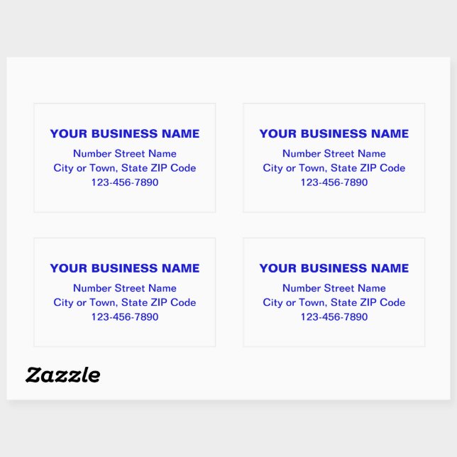 Blue Minimal Plain Texts of Brand on White Rectangular Sticker (Sheet)