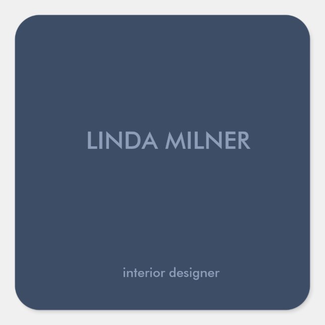 Blue minimal simple business square sticker (Front)