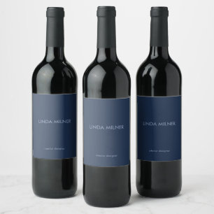 Blue minimal simple business wine label
